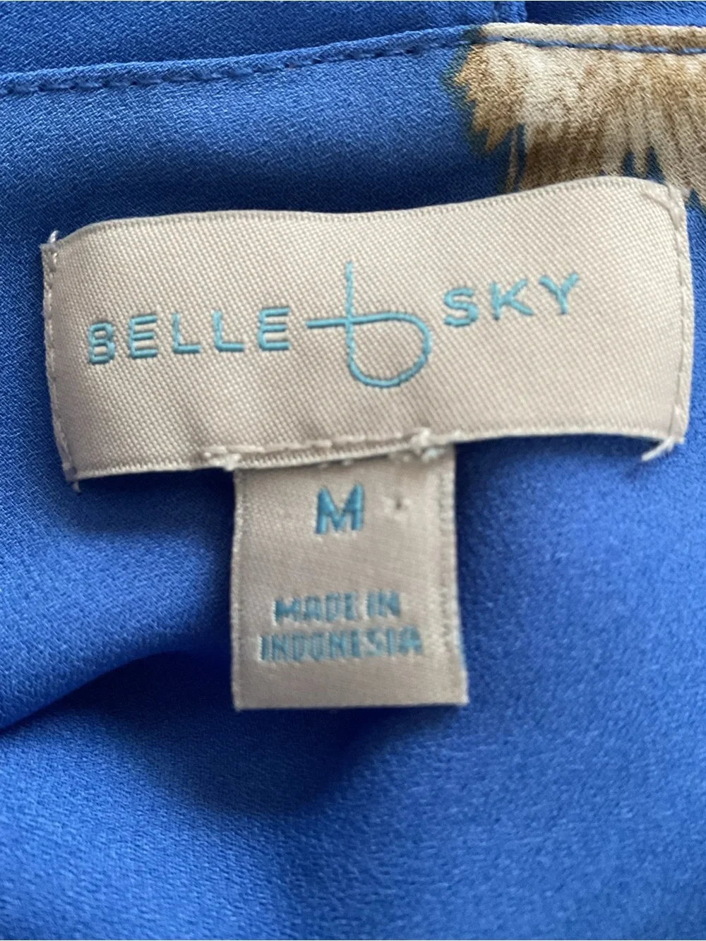 Belle Sky Womens Blue Crane Print One Shoulder Ruffle Blouse Size M - Picture 7 of 8